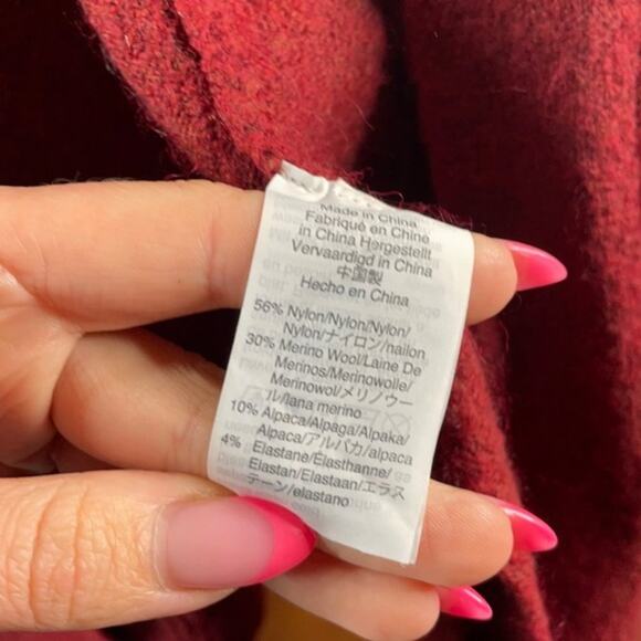 Madewell Red Merino Wool Alpaca Blend  Open Front With Pockets Cardigan Size XXS - Picture 4 of 8